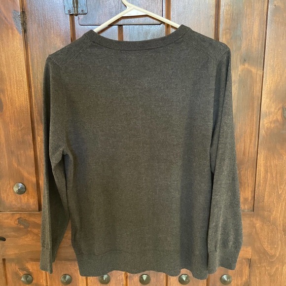 Banana Republic Silk Blend Cardigan Womens Large Light Grey Long Sleeve - Picture 2 of 6